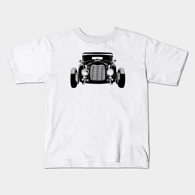 1928 Model A Car Sketch Art Kids T-Shirt by DemangDesign